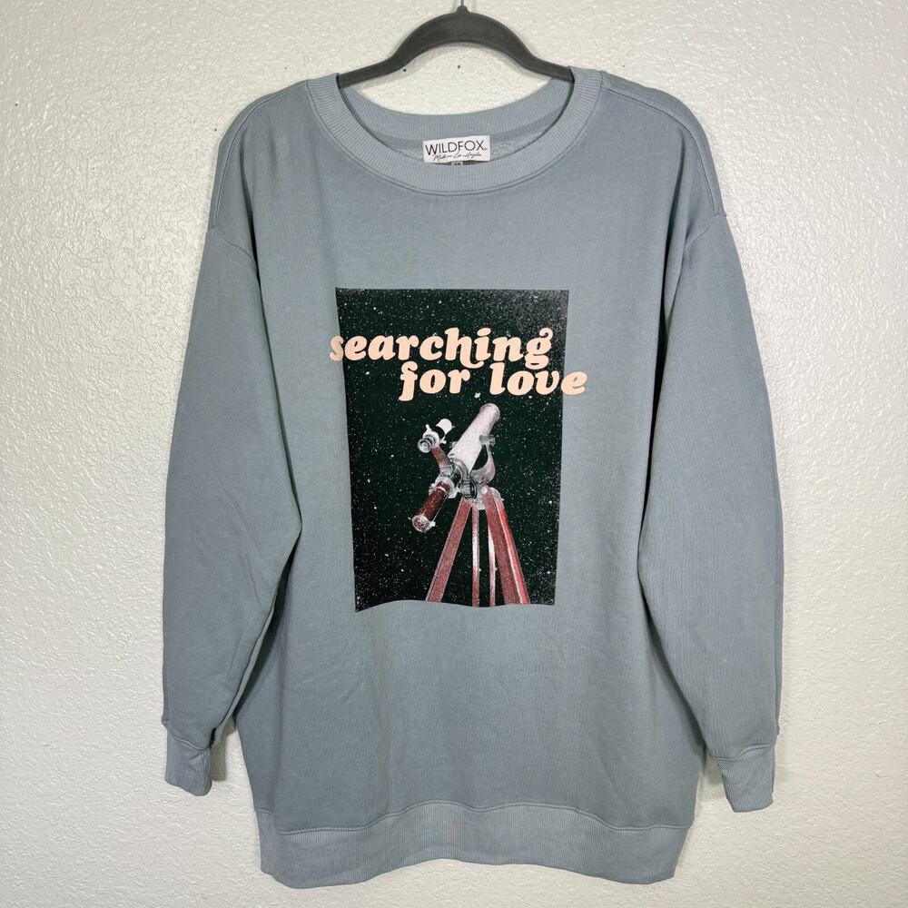 Wildfox Roadtrip Sweatshirt Womens XS Searching for Love Space Oversize Sweater